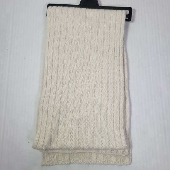 White Wool Angora Blend Knit Scarf With Pink & Iridescent Sequins - Picture 3 of 4